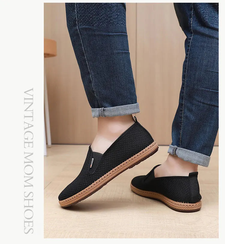 2025 Summer Men's Old Beijing Net Mesh Slip-on Casual Shoes Comfortable and Breathable Anti-slip Outsole Free Men's Shoes - Sun Studio