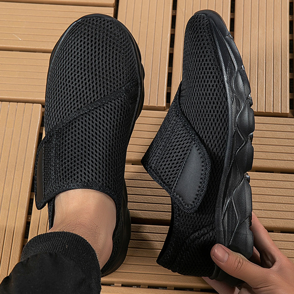 Sneakers Men Orthopedics Wide Feet Swollen Walking Casual Shoes Thumb Eversion Adjusting Soft Comfortable Light Man Shoes Black - Sun Studio