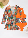 Halter Print Bikini 2026 Women Swimsuit With Kimono High Waist Swimwear Female Bathers Bathing Swimming Swim Suit Beachwear - Sun Studio