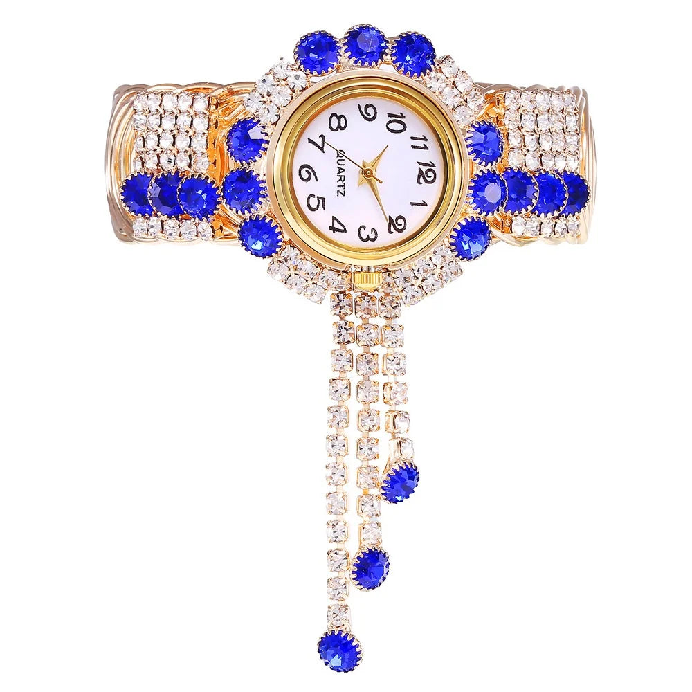 5PCS Luxury Rhinestone Women Watches Jewelry Set Fashion Adjustable Bangle Ladies Quartz Wristwatch Reloj Mujer（Without Box） - Sun Studio