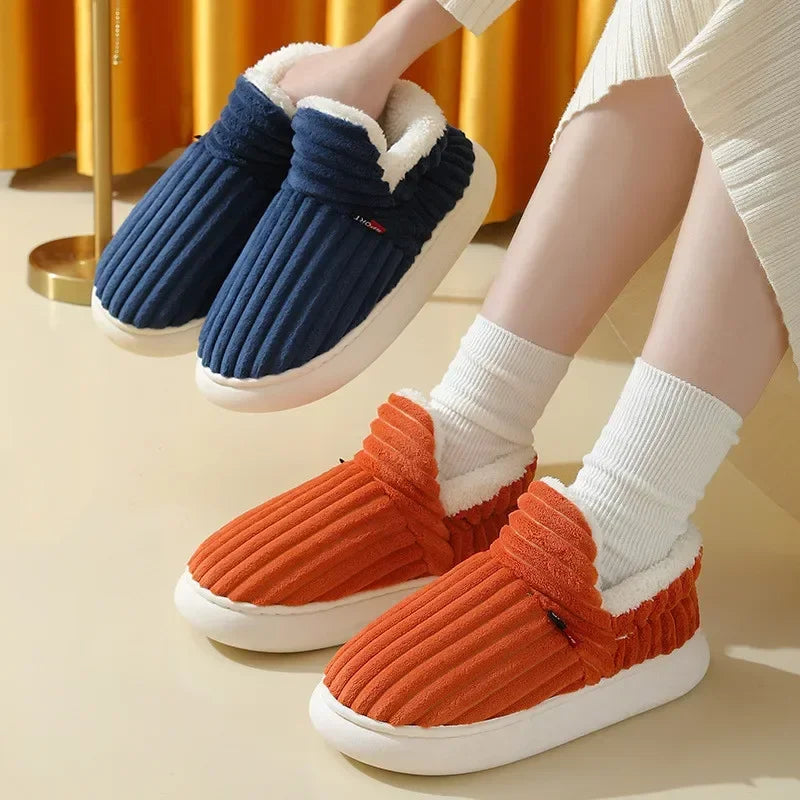 Warm Furry House Slippers Women Men Winter New Fashion Comfort Plush Slippers Home Indoor Outdoor Soft Thick Sole Cotton Shoes - Sun Studio