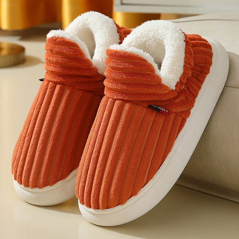 Asgard Men Plush Platform Slippers Winter Warm Outdoor Antiskid Fluffy Soft Cotton Boot Indoor Fashion Cozy Furry Flat Home Shoe