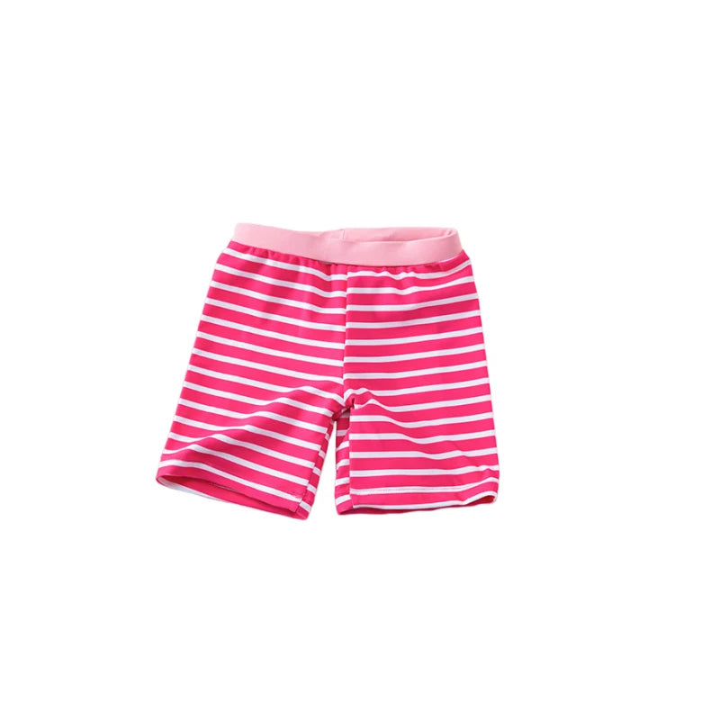 Girls Cute Cartoons Unicorns Split Swimsuit Set For 1-7Years Kids Long Sleeves Bathing Suit+Boxer Shorts+Hat Three-piece Set - Sun Studio