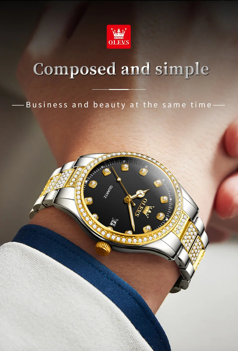 OLEVS New Fashion Mens Watches Top Brand Luxury Quartz Wrist Watch Man Sport Stainless Steel Watch for Men Reloj Hombre 2025 - Sun Studio