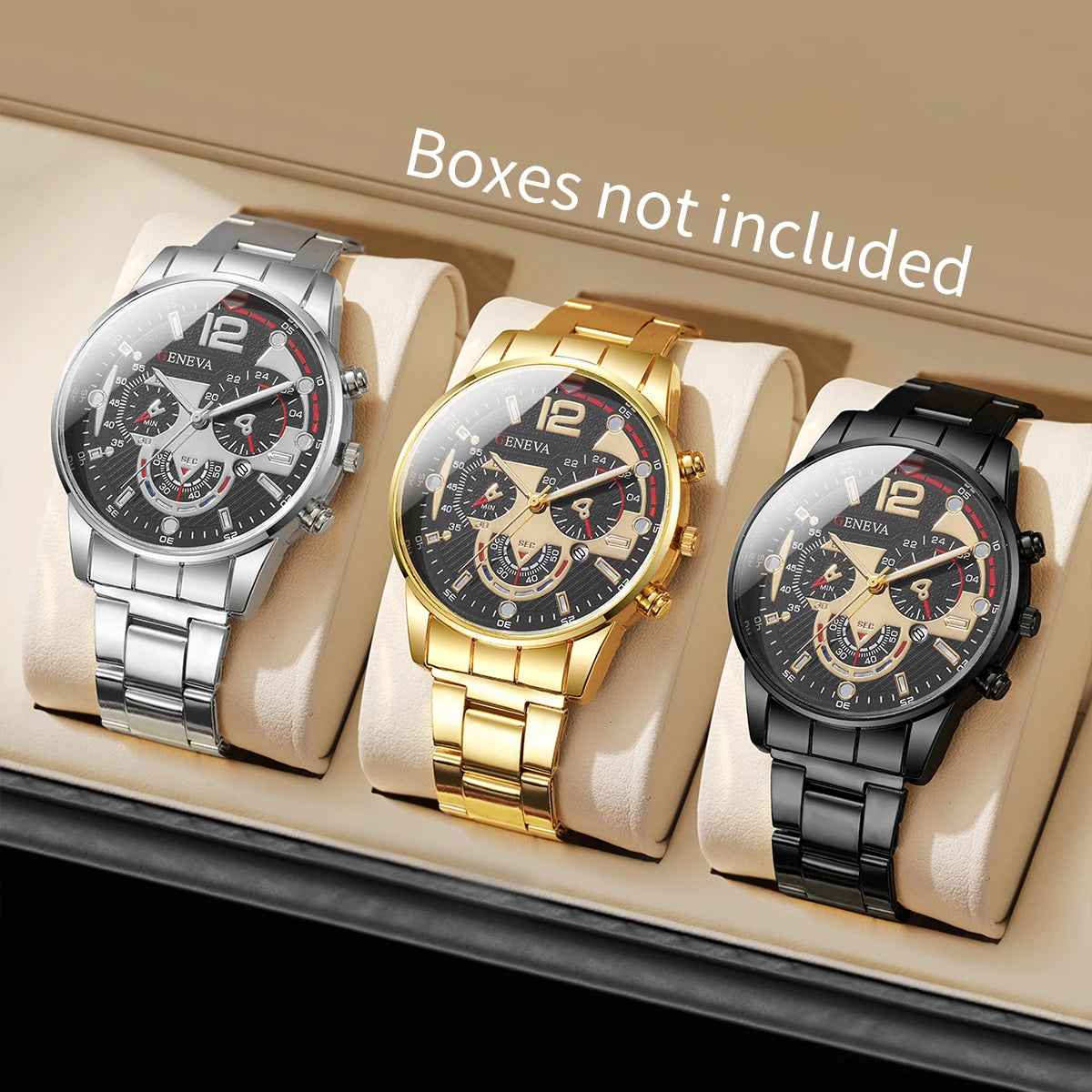 3PCS Men Business Watches Fashion Steel Band Male's Analog Quartz Watch Set Relogio Masculino Reloj Hombre（Without Box） - Sun Studio