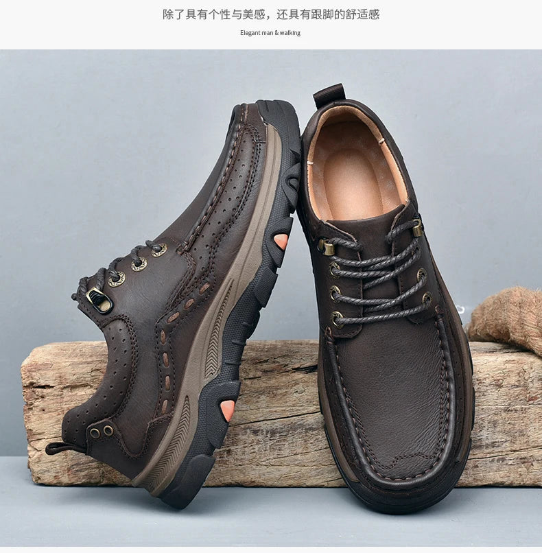 New Large Size Men's Shoes Genuine Leather Flats Men Loafers High Quality Outdoor Men Sneakers Breathable Male Casual Shoes - Sun Studio