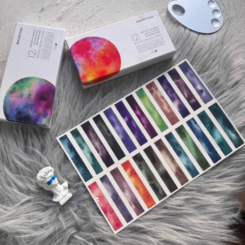 Mairtini New Planet Series Layered Color Watercolor Pigment Set 12 Colors 5ml Tube Precipitation Color Painting Art Supplies - Sun Studio