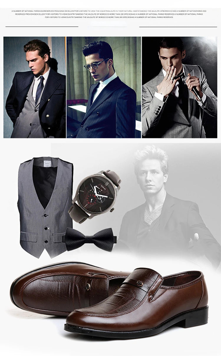 2024 New Leather Shoes for Men High Quality Business Men Dress Shoes comfortable Flats Oxford Breathable Men Party Wedding Shoes - Sun Studio