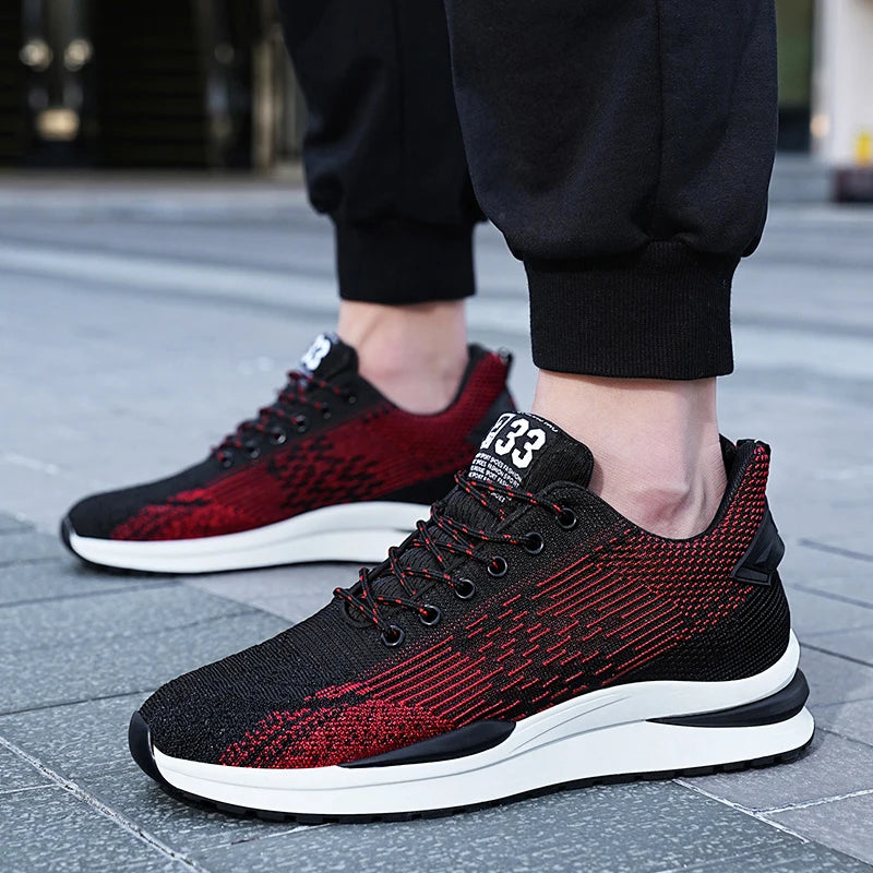 Men Sneakers Sports Lift  Height Increase Insole 6cm Mesh Plus Size 37-44 - Sun Studio