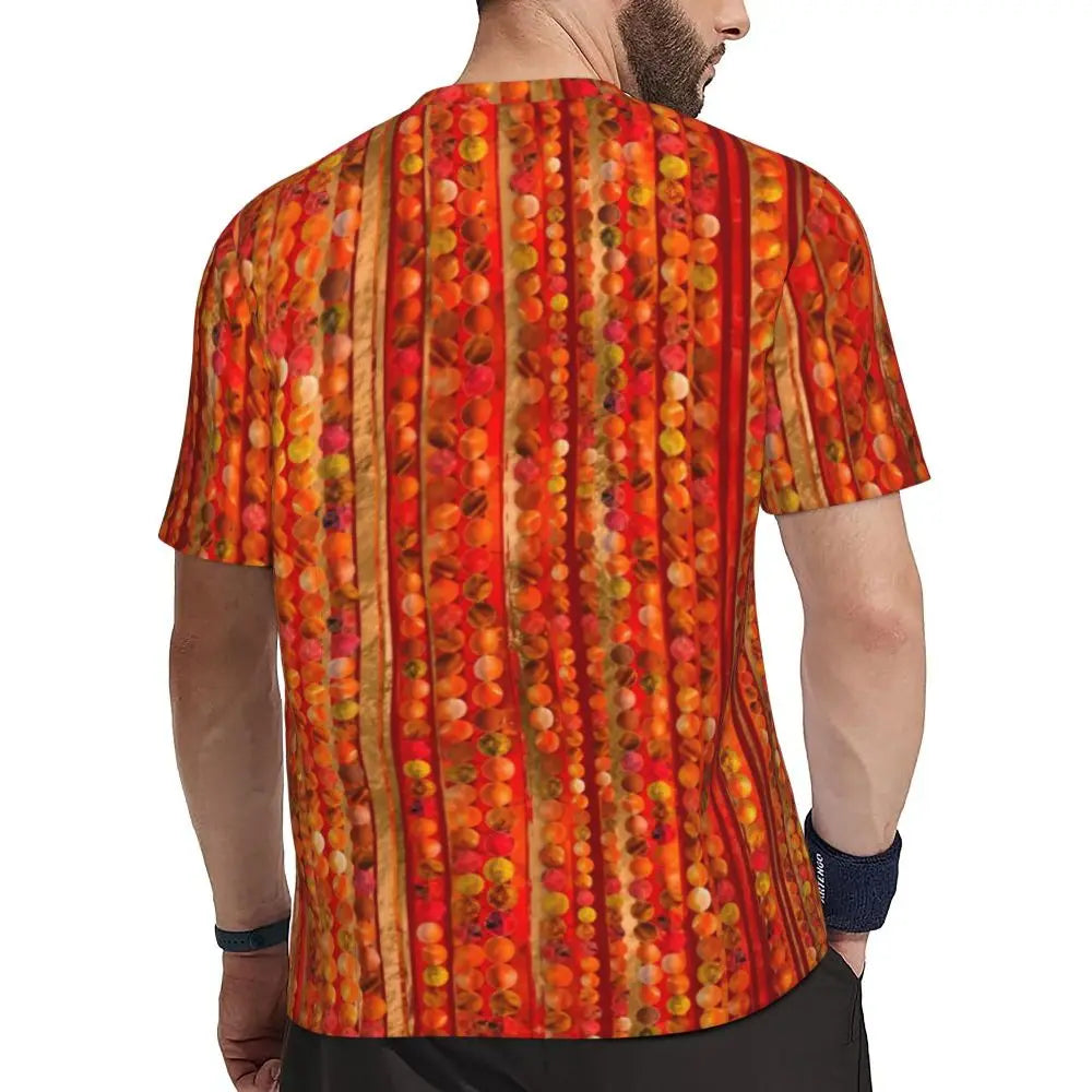 Gym T Shirt For Mens Retro Dots And Stripes T Shirts Fashion Blue Line Design Summer Tees O Neck Basic Graphic Clothes Plus Size