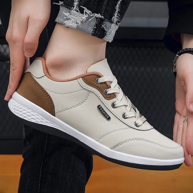 YRZL Men Shoes Spring Autumn Waterproof Walking Sneakers Leisure Male Leather Sports Shoes Non-Slip Footwear Tennis for Men - Sun Studio
