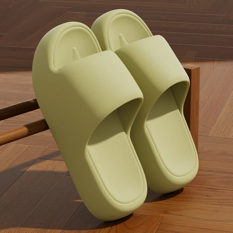 Unisex Bathroom Slippers Cloud Cushion Slides Summer Flat Sandals Thick Platform Shoes Man Indoor Non-Slip Couple Flip Flops - Sun Studio
