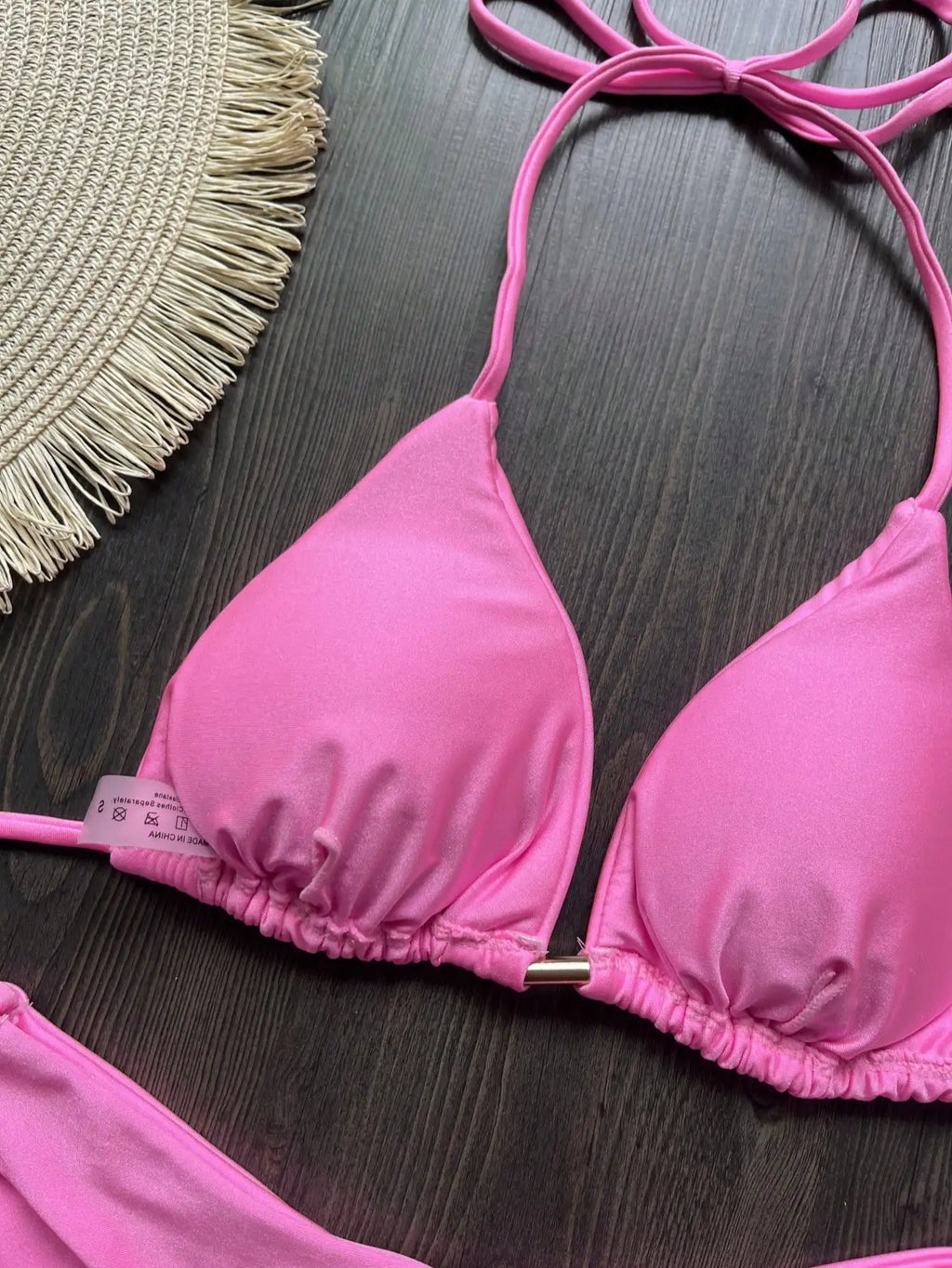 Sexy Bikini Set 2026 Women Pink Halter Push Up Bra Thong Swimsuit Beach Bathing Suit Vacation Swimwear - Sun Studio