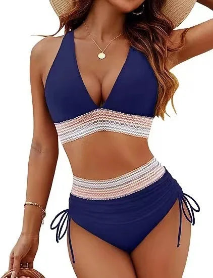New 2026 Summer Beachwear Women Textured Bikini Set Wide Shoulder Belt Swimwear High Waist Push Up Bathing Suits Female Swimsuit - Sun Studio