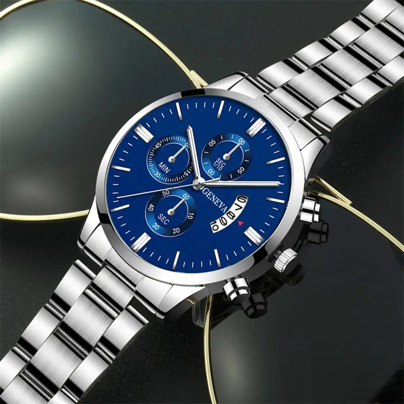 2023 Luxury Fashion Mens Watches Silver Stainless Steel Quartz Wrist Watch Men Business Watch Male Calendar Clock Reloj Hombre - Sun Studio