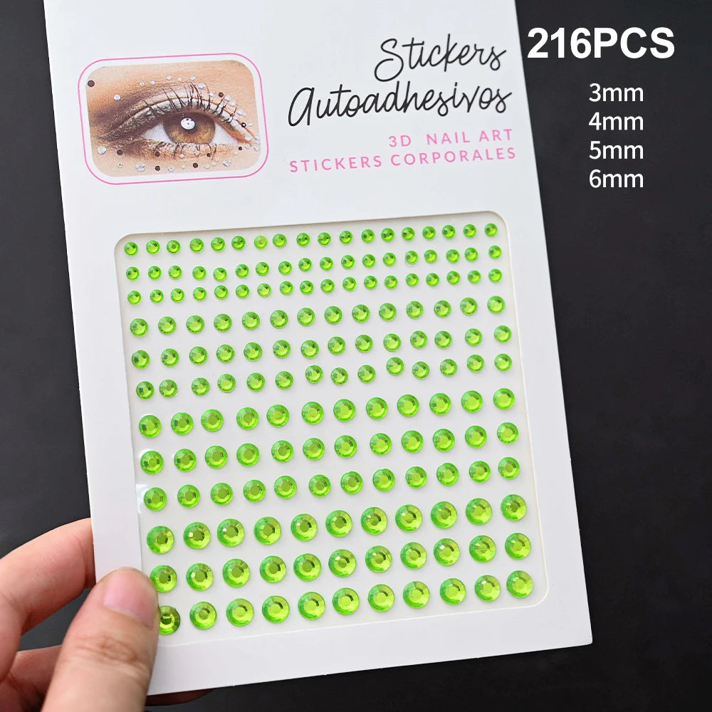 1Pcs Face Diamond Gem Sticker 5D Colorful Rhinestone Tattoo Stickers Fo Festival Nail Body Makeup Bling Jewelry DIY Face Sticker