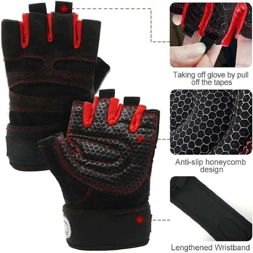 Gym Gloves for Men Women Fitness Weight Lifting Wristband Gloves Body Building Training Sports Exercise Cycling Glove Shockproof - Sun Studio