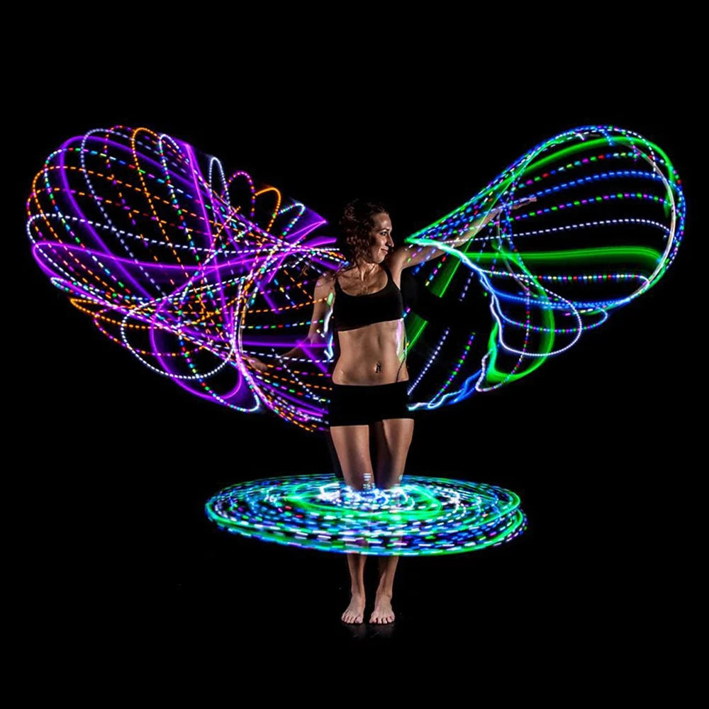 LED Colorful Fitness Circle Performing Arts Abdominal Fat Loss Light Fitness Crossfit Foldable Sport Hoop Gym Fitness Equipments - Sun Studio
