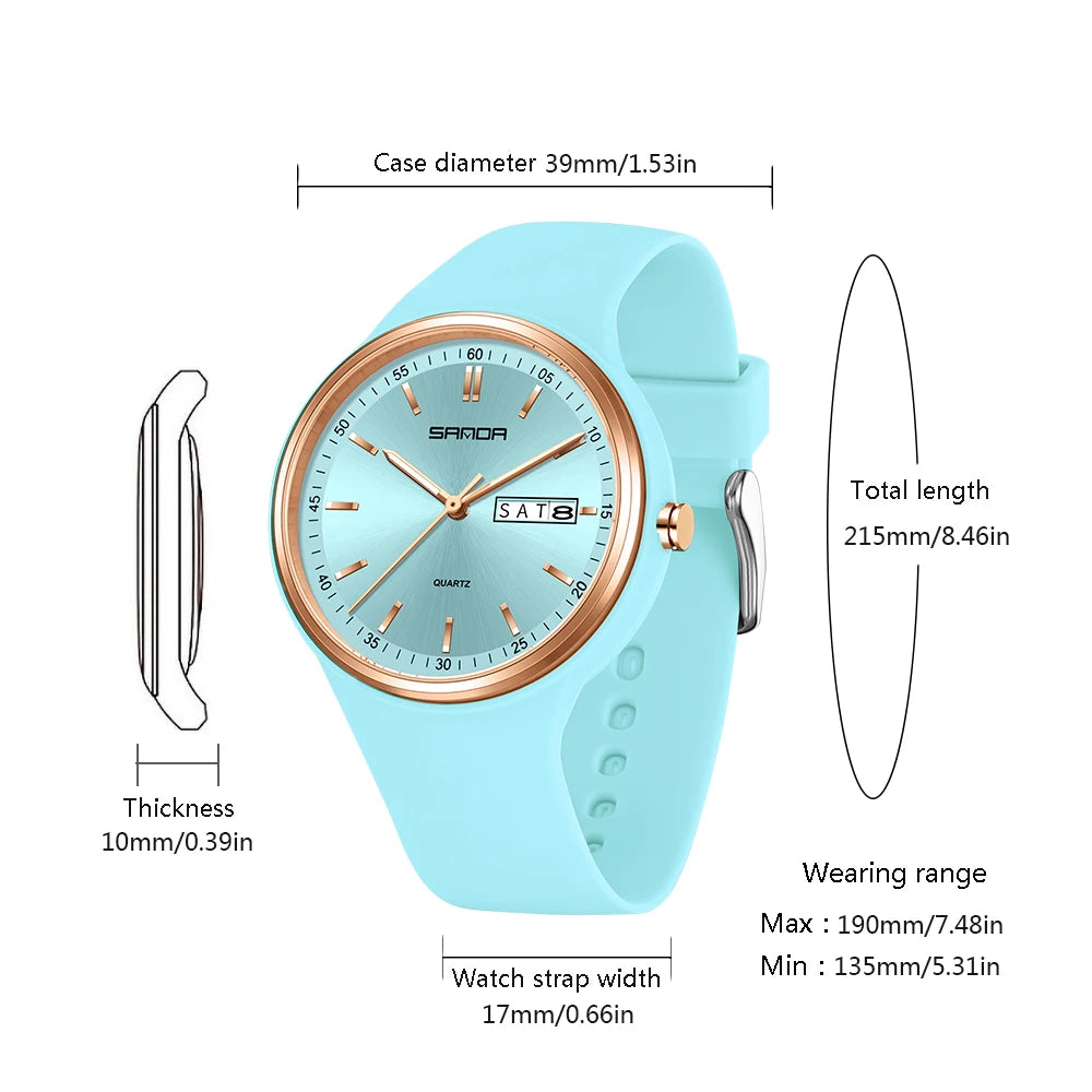 Fashion Calendar High Guality Women's Quartz Watch Silicone strap Ladies Watches Simple Elegant Watch For Woman Lady Wristwatch. - Sun Studio