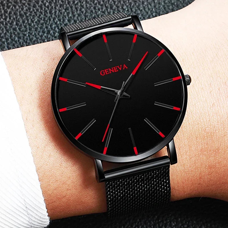 New Fashion Simple Ultra-thin Men Business Watches Steel Mesh Band Male's Quartz Watch Relogio Masculino - Sun Studio