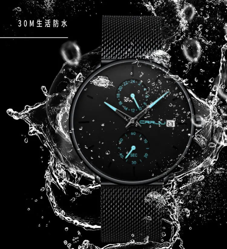 Men Watches Luxury Brand Date Calendar Watches Men Stainless Steel Mesh Watch For Mens Casual Quartz Watch Relogio Masculino Hot - Sun Studio