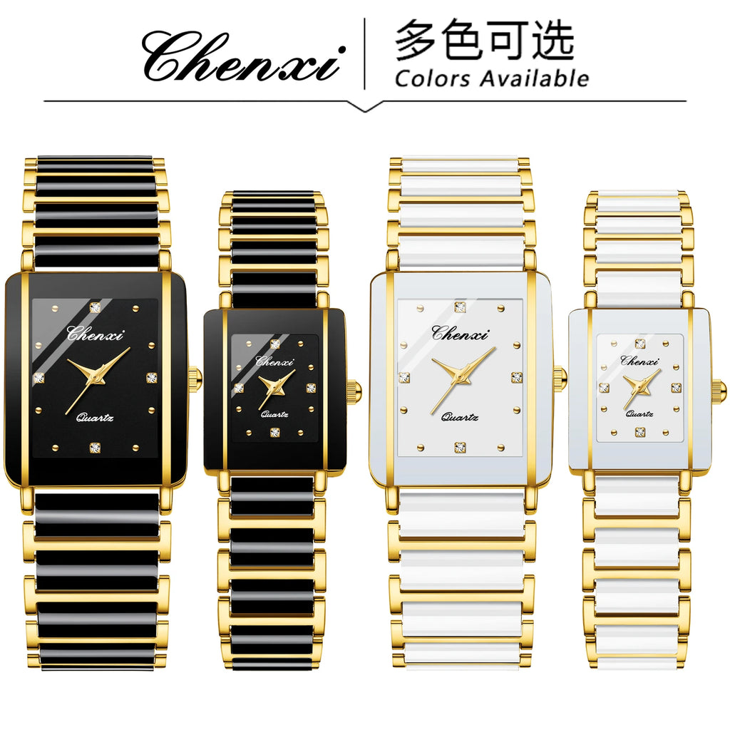 CHENXI 104A Top Brand Luxury Couple Watch Men's and Women's Imitation Ceramic Strap Exquisite Date Watches relojes para damas - Sun Studio