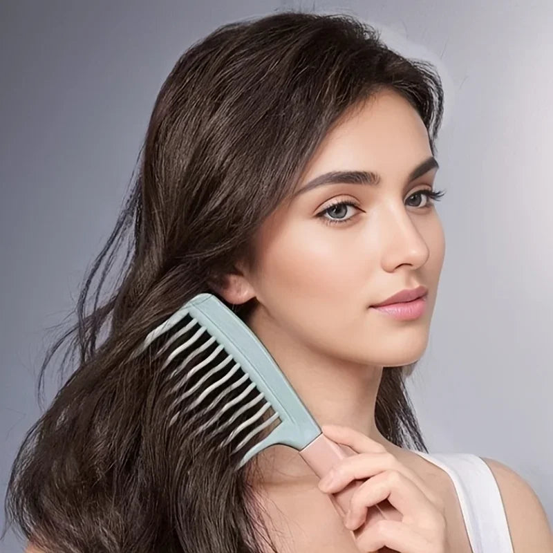 1pc Dual Wide-Tooth Hair Combs, Ideal for Long Curls & Voluminous Styles, Curly Hair Management &Home Massage, Elegant Hair Care - Sun Studio