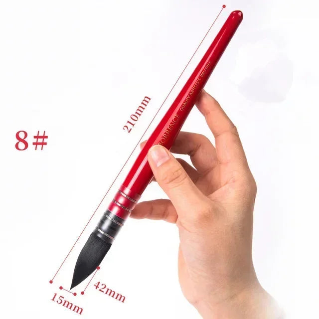 Squirrel Hair Watercolor Brush, Artist Painting Brush Red Pointed Painting Brush Children's Painting Supplies Watercolor Brush - Sun Studio