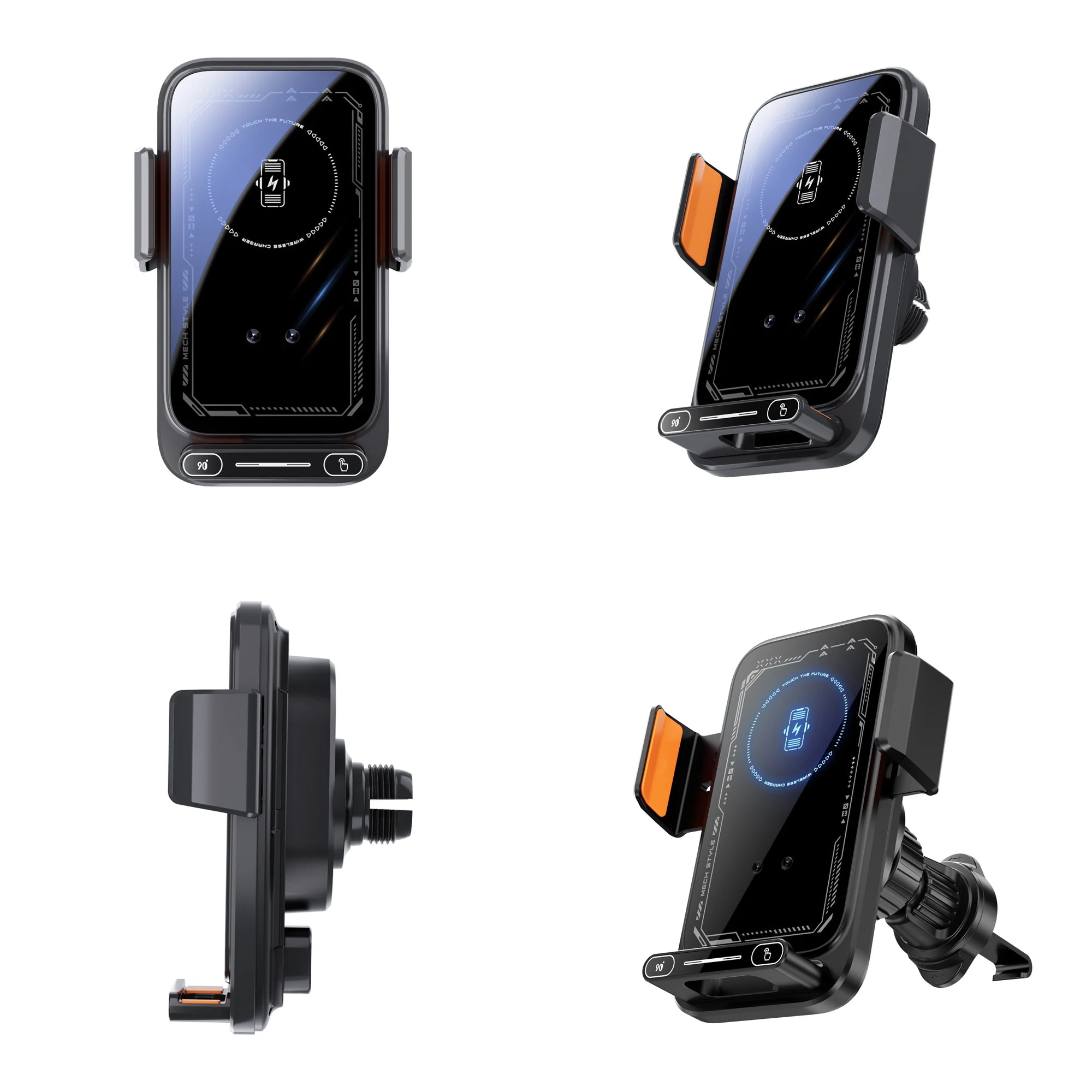 Car Phone Charger Phone Holder 15W Wireless & Wired Charger Auto Sensing One-Touch Release and Rotation Qi FCC ROHS Certified - Sun Studio