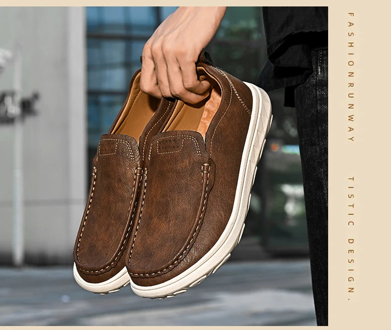 New Men's Casual Shoes Fashion Comfortable Men's Shoes High Quality Leather Men Driving Shoes Handmade Flat Shoes Men Sneakers - Sun Studio