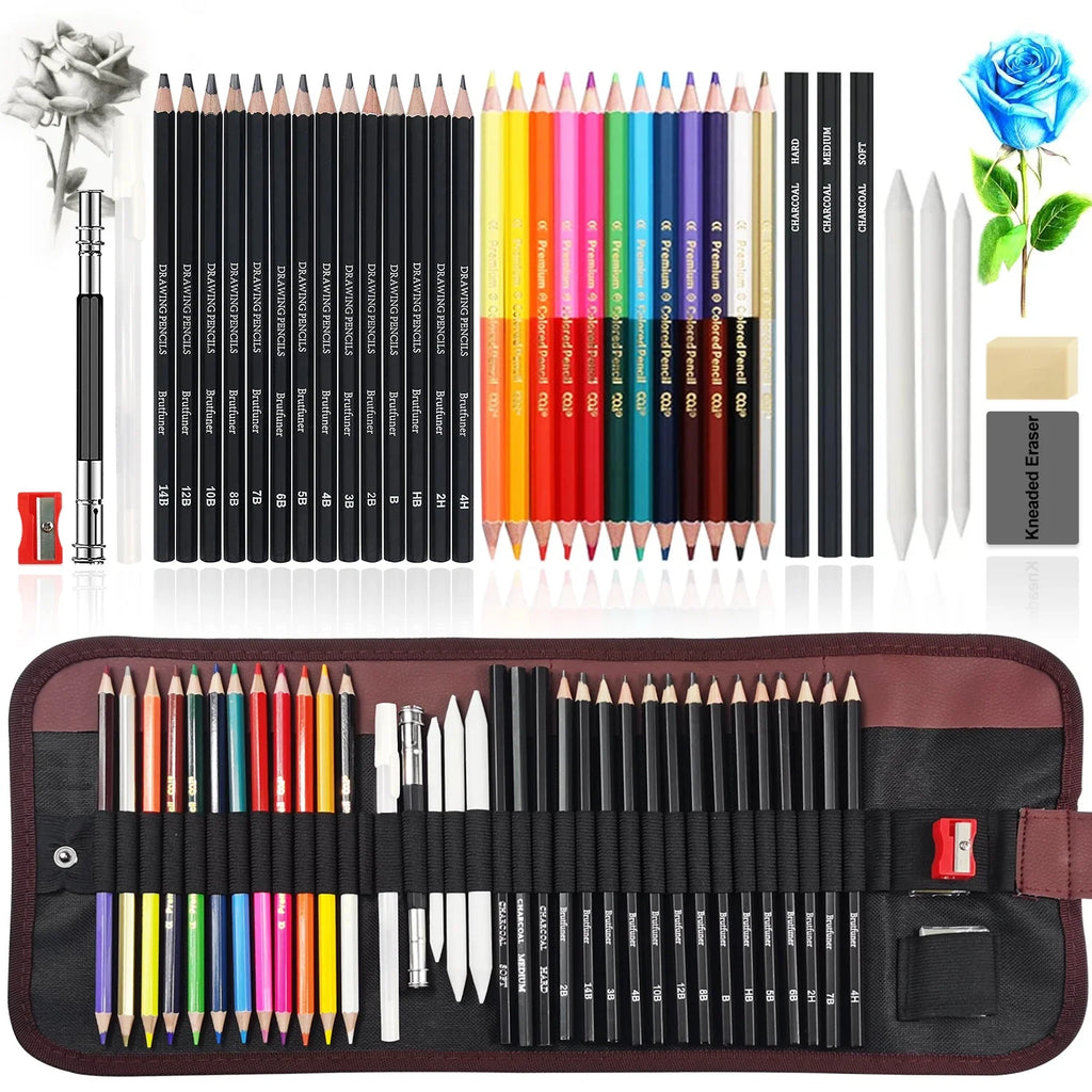 14/18/29/38/44/64 PCS Drawing Set Sketching Kit,Sketch Pencils Art Supplies with Graphite,Charcoal,Blending Tools & Accessories - Sun Studio