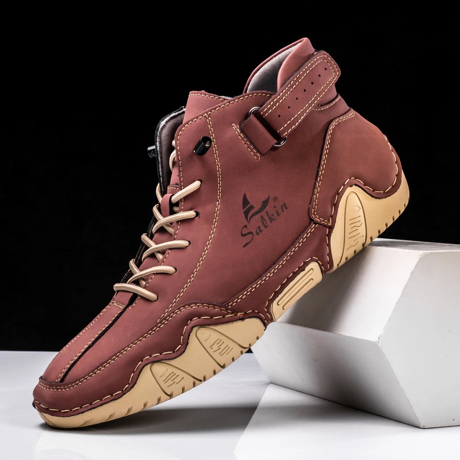 New 2025 Handmade Leather Casual Men Shoes Design Sneakers Man Breathable Leather Shoes Men Ankle Boots Outdoor - Sun Studio