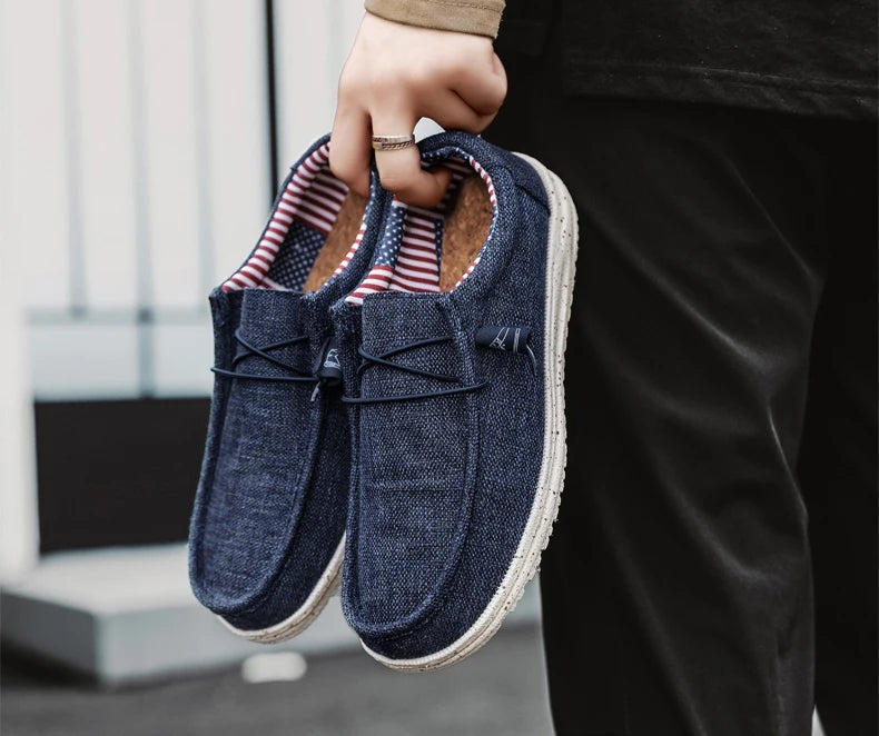 Men Casual Canvas Shoes Mens Loafers Breathable Slip on Flats Male Vulcanized Shoes Driving Shoes Plus Size 47 Walking Sneakers - Sun Studio