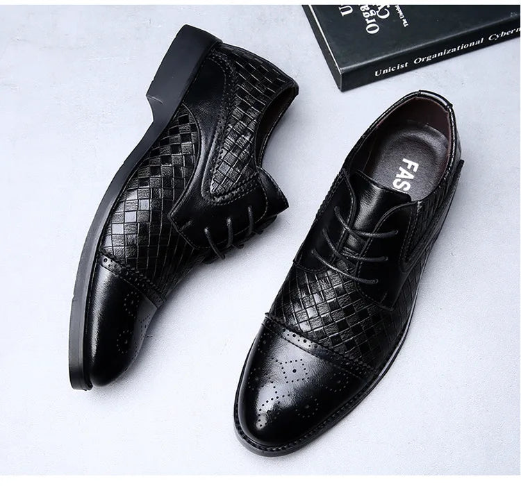 Genuine Leather Mens Dress Shoes Black Formal Social Shoe Male Business Wedding Derby for Man Luxury Italian Work Oxford Loafers - Sun Studio