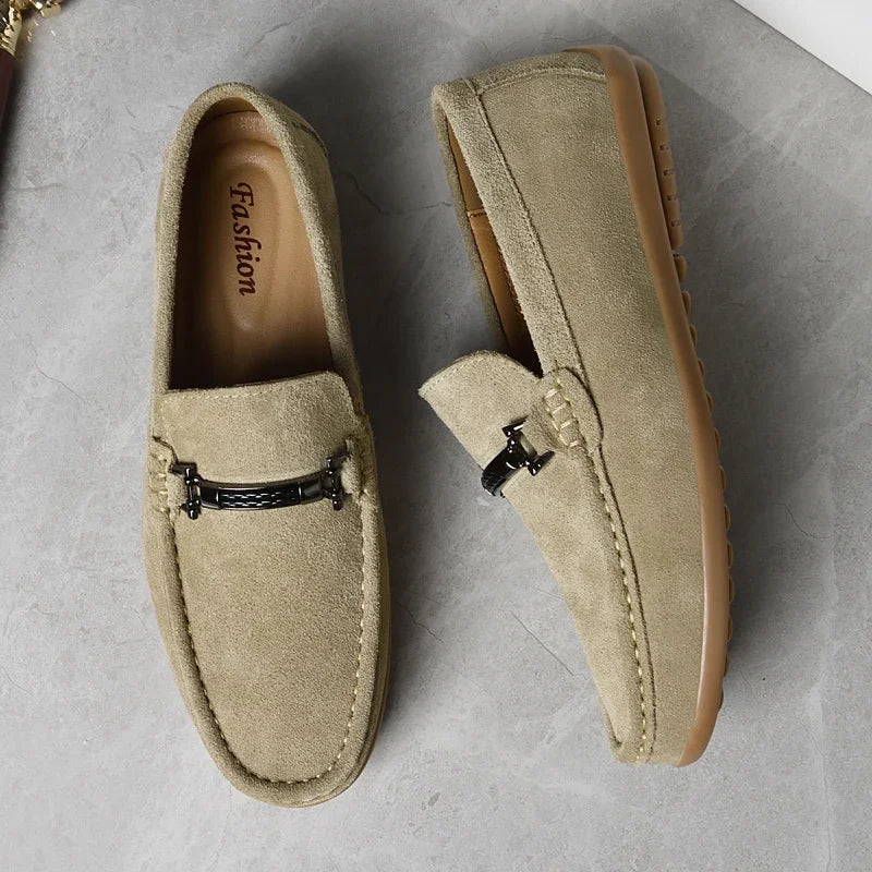 Fashion Brand Men's Spring Suede Casual Leather Shoes Bean Shoes New Outdoor Men's Comfortable Soft Soled Non Slip Driving Shoes - Sun Studio