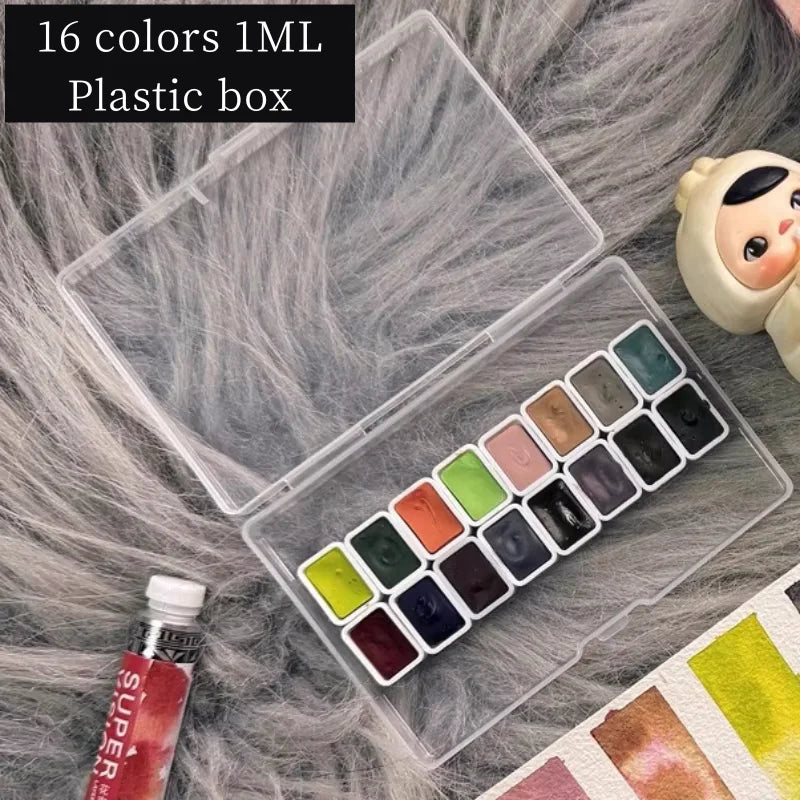 New SuperVision Layered Color Watercolor Pigment 16 Colors 0.5/1/2ML Portable Watercolor Packaging Student Painting Art Supplies - Sun Studio
