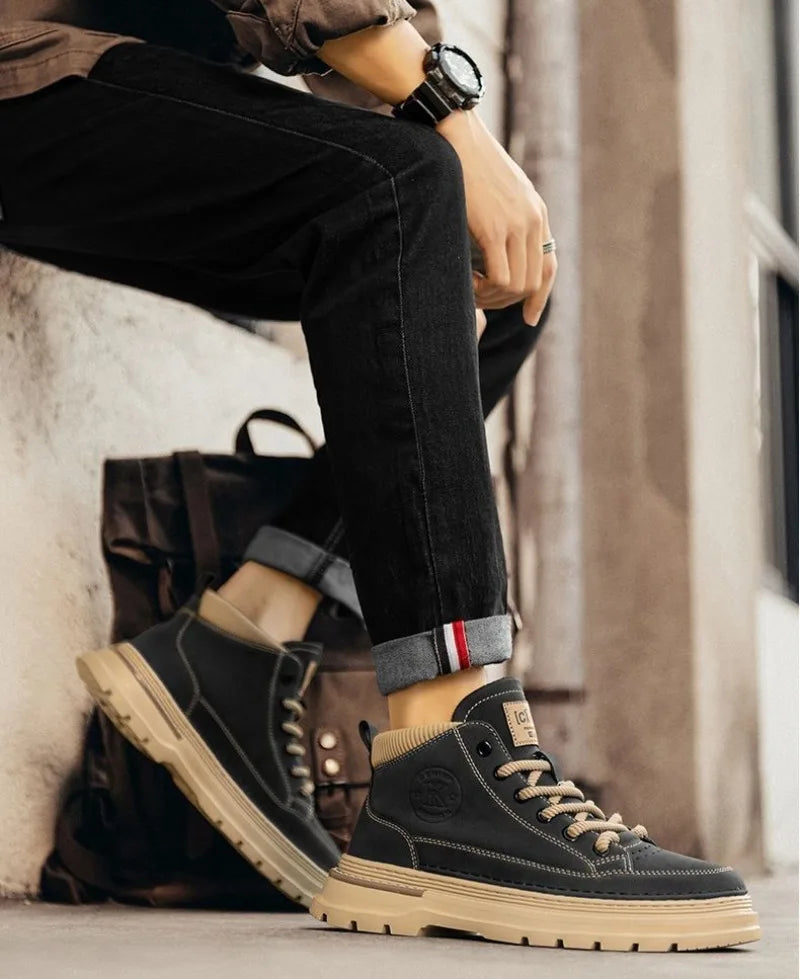 Winter New Man Shoes Classic Men Retro Ankle Boots Fashion Waterproof No-slip High-top Casual Shoe Work&Safty Boots Botas Hombre - Sun Studio