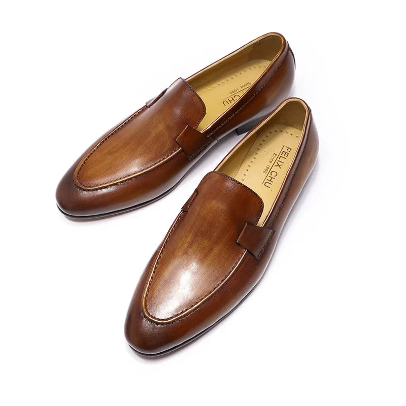 YETTIES Designer Fashion Mens Loafers Leather Handmade Black Brown Casual Business Dress Shoes Party Wedding Men's Footwear - Sun Studio