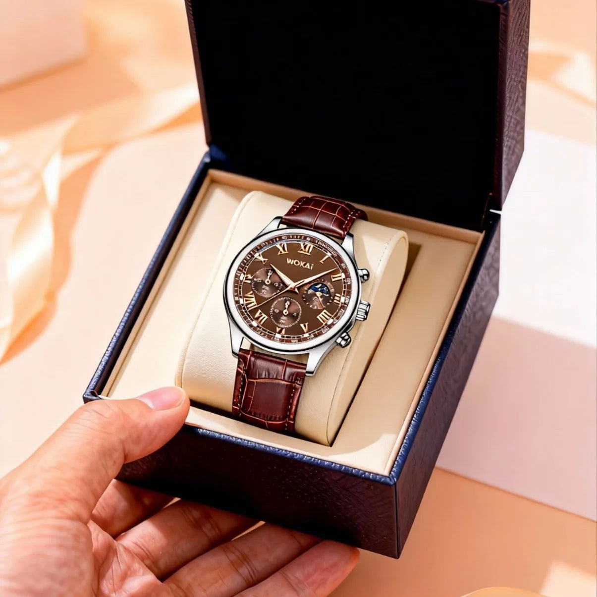 Luxury Men Business Watches Fashion Leather Strap Round Dial Male's Analog Quartz Wristwatch Reloj Hombre（Without Box） - Sun Studio