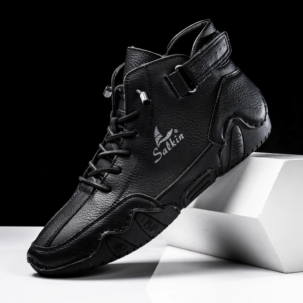 New 2025 Handmade Leather Casual Men Shoes Design Sneakers Man Breathable Leather Shoes Men Ankle Boots Outdoor - Sun Studio