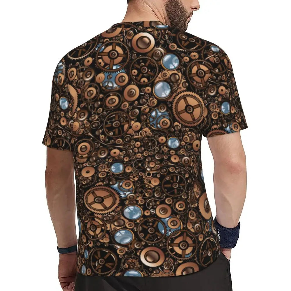 Gym T Shirt For Men Steampunk Design T-Shirts Fashion Wonderful Clockwork Vintage Summer Tees O Neck Streetwear Design Tops - Sun Studio