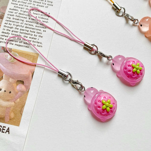 2025 New Design 1 Piece Cute Strawberry Turtle Mobile Phone Charms Cute Keycord Keychains Lanyard Decoration Strap Accessories - Sun Studio