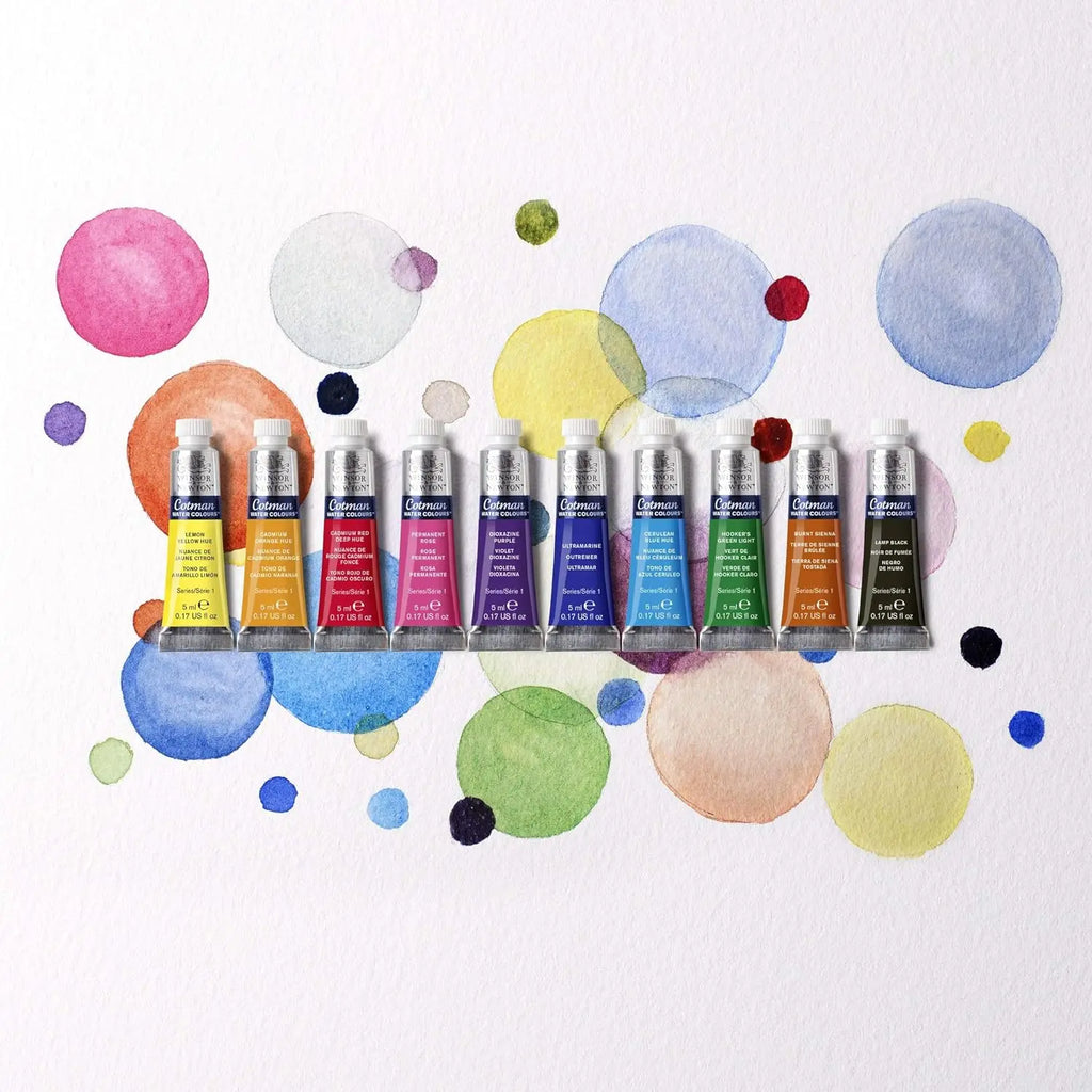 Winsor & Newton Cotman Watercolor Paint Tubes Set - 5ml Tubes (10 or 20 Colors) for Artists, Beginners & Sketching - Sun Studio