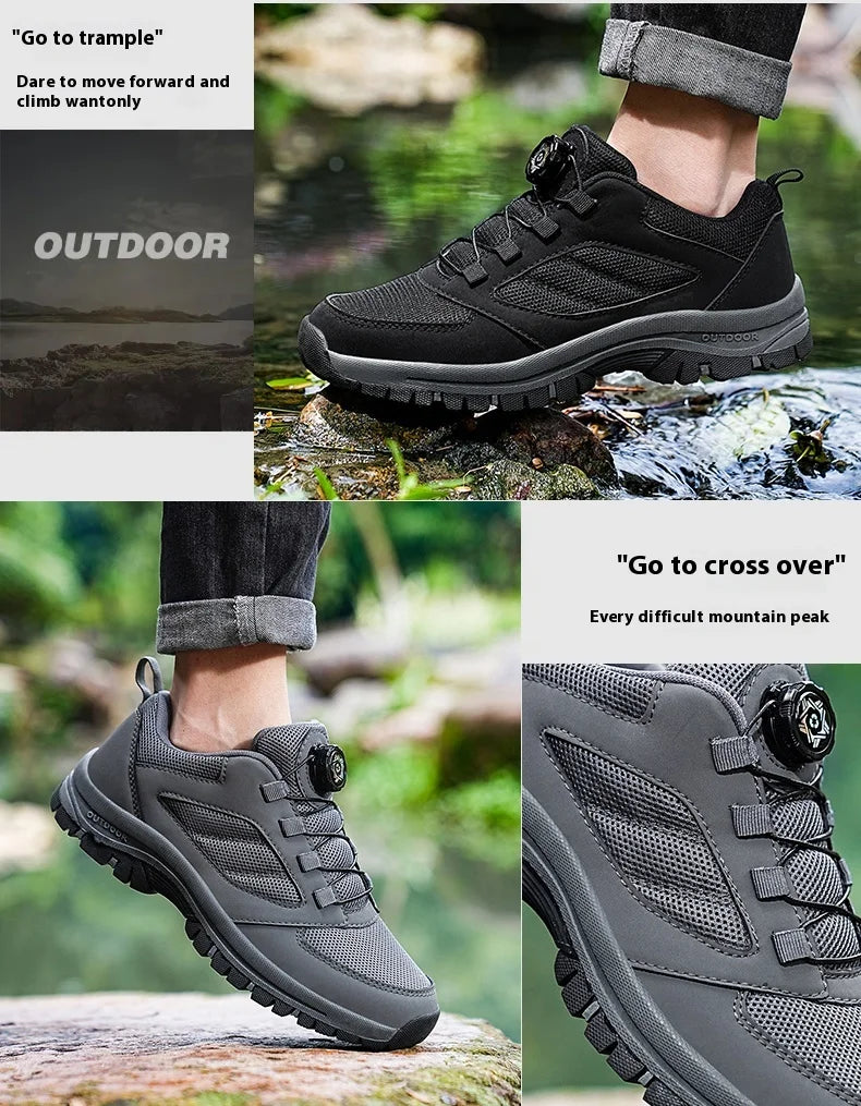 Men'S Spring And Autumn Outdoor Sports Shoes With Rotating Buckle Convenient Comfortable Anti Slip Hiking Shoes Large Size 39-48 - Sun Studio