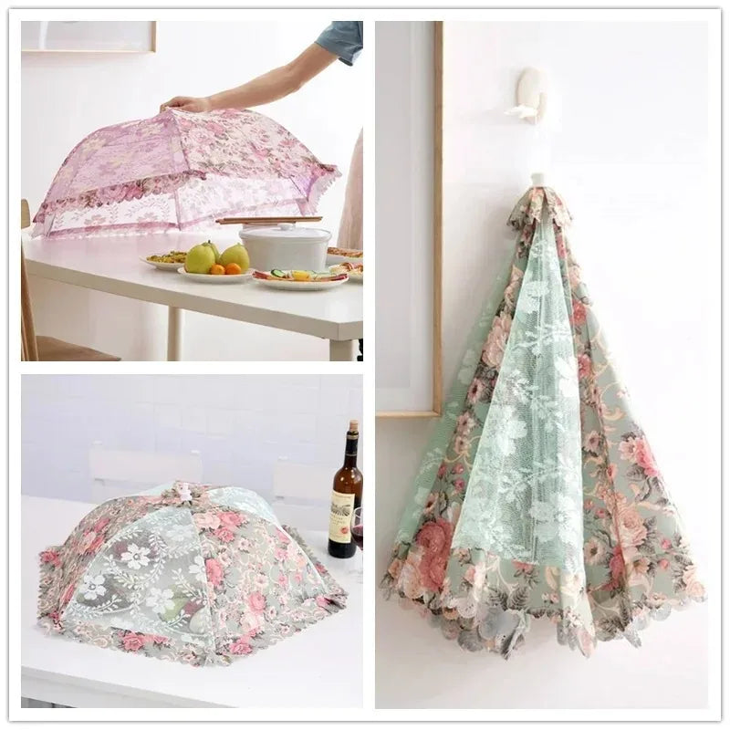 Foldable Kitchen Table Lace Dustproof Mesh Food Cover Umbrella Shape Fly Proof Stainproof Home Kitchen Tools Cooking Accessories - Sun Studio