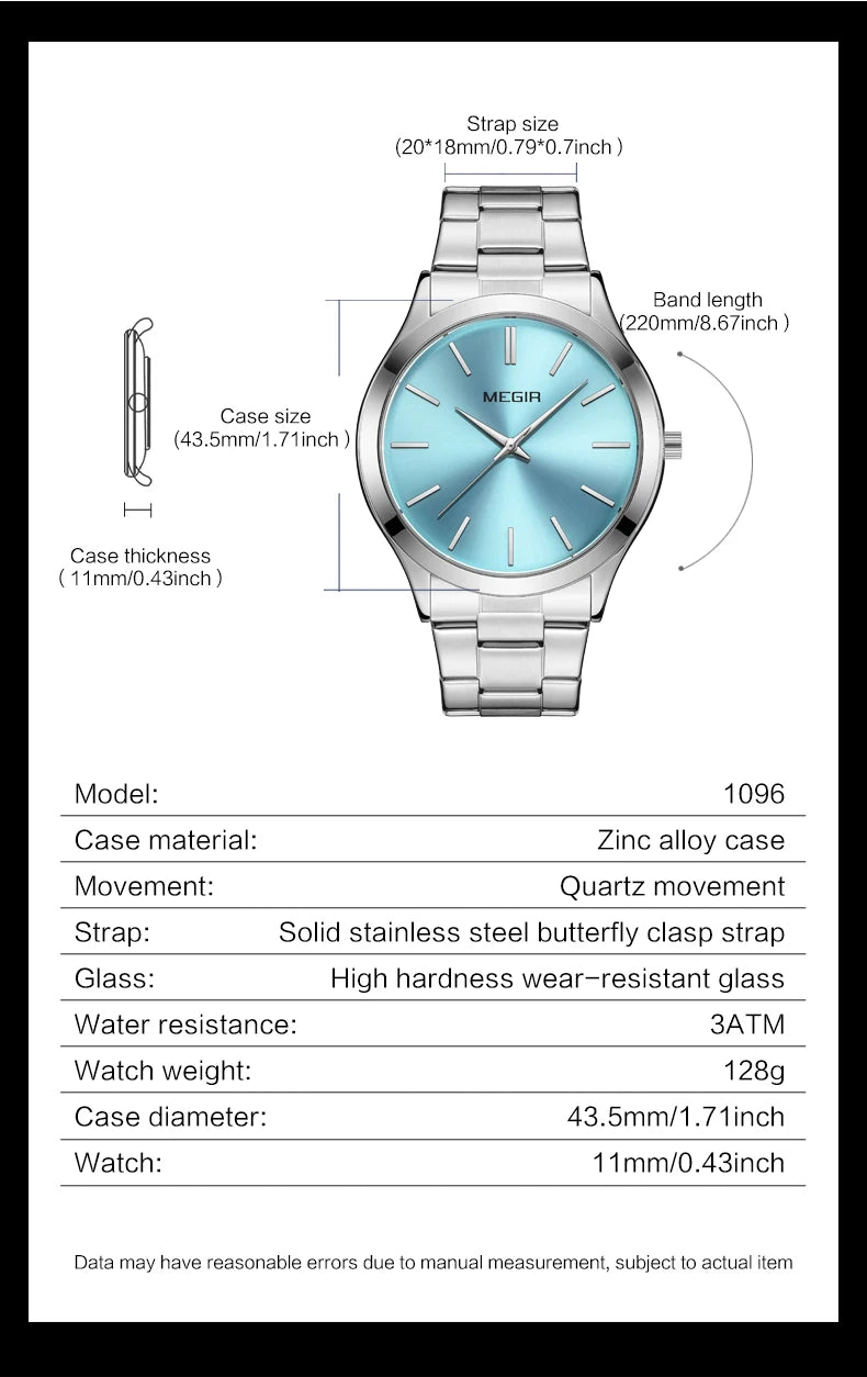 MEGIR Business Luxury Men's Watches Stainless Steel Luminous Waterproof Man Wristwatch Fashion Casual Men Quartz Watch Reloj - Sun Studio