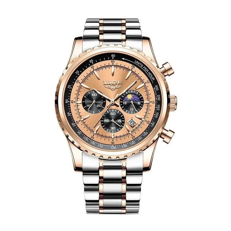 LIGE 2024 Top Brand Luxury New Men Watch Quartz Man Watches Waterproof Luminous Watch for Men Date Chronograph Sport Wristwatch - Sun Studio