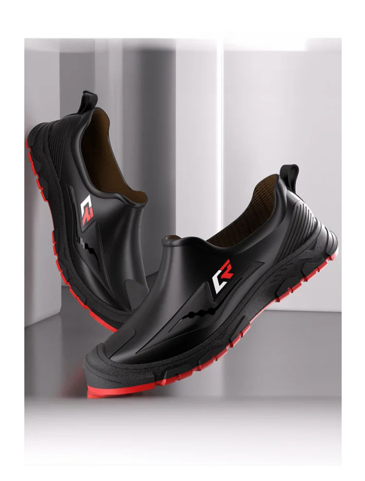 New Short-tube Rain Boots for Men Non-slip and Wear-resistant Fishing Water Shoes Plus Velvet Rubber Shoes Waterproof Rain Boots - Sun Studio