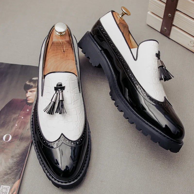New Fashion Men's Dress Shoes Breathable Comfortable Leather Loafers Vintage Business Social Oxfords Zapatos De Vestir Hombre - Sun Studio