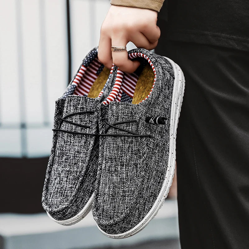 Men Casual Canvas Shoes Mens Loafers Breathable Slip on Flats Male Vulcanized Shoes Driving Shoes Plus Size 47 Walking Sneakers - Sun Studio